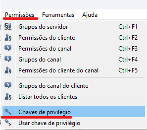 gerar mais chaves admin teamspeak